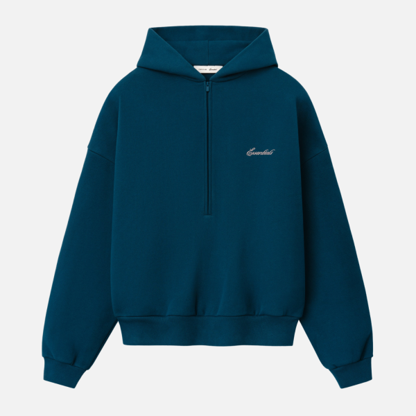 Signature Lounge Half Zip Hoodie Blue