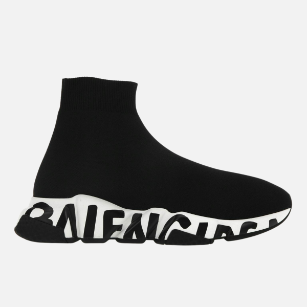 Balenciaga Speed Graffiti Trainers White Black Logo