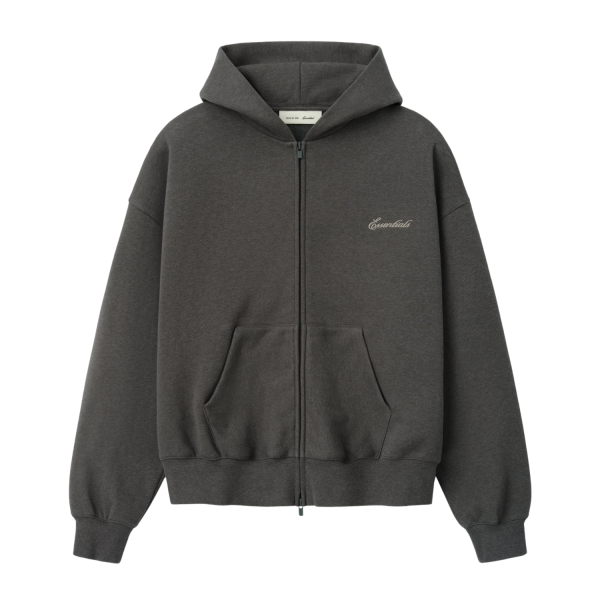Signature Classic Zip Up Hoodie Dark Grey